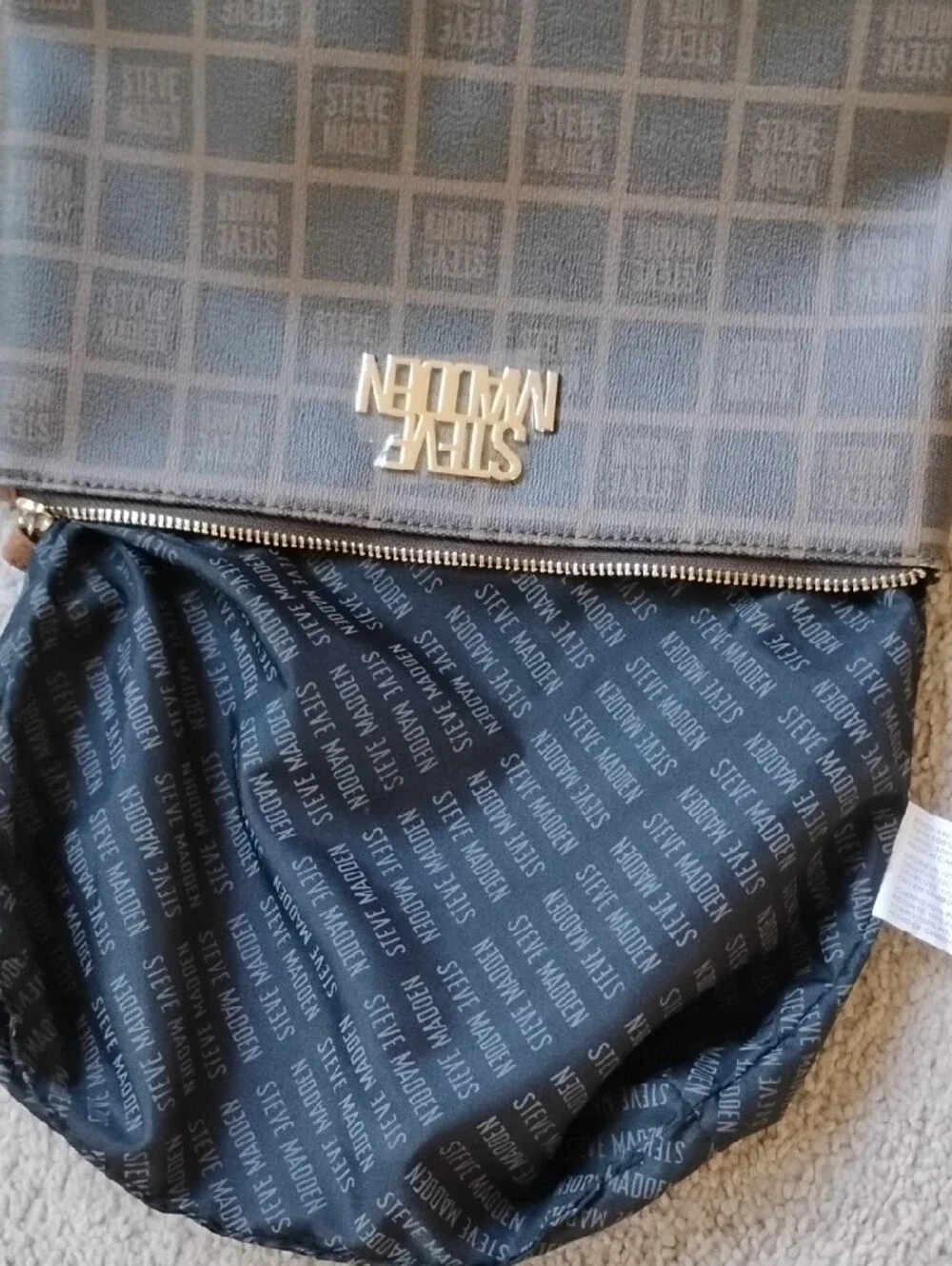 Steve Madden Brown Logo Toiletry Pouch with Wrist Strap